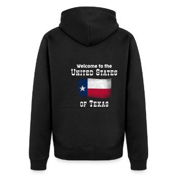 Vereinigte Staaten Texas Design für stolze Texaner - Unisex Premium Bio Zip Hoodie - Schwarz - Hinten - Nico (187cm)
