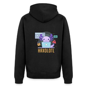 Haxolotl Pun Design for Axolotl Lovers - Unisex Premium Organic Zip Hoodie - black - Back - Nico (187cm)