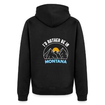 Urlaub in Montana Design für stolze Montaner - Unisex Premium Bio Zip Hoodie - Schwarz - Hinten - Nico (187cm)