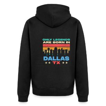 Legens geboren in Dallas Design für stolze Texaner - Unisex Premium Bio Zip Hoodie - Schwarz - Hinten - Nico (187cm)
