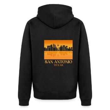 San Antonio Sunset Skyline Design for Proud San - Unisex Premium Organic Zip Hoodie - black - Back - Nico (187cm)