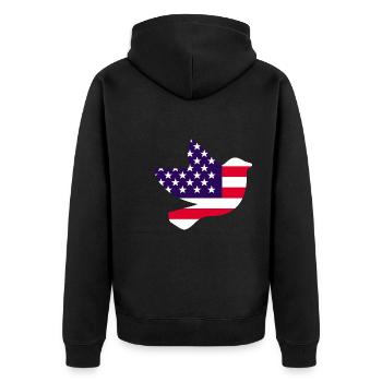 US Amerika Flagge Taube Design für Taubenliebhaber - Unisex Premium Bio Zip Hoodie - Schwarz - Hinten - Nico (187cm)