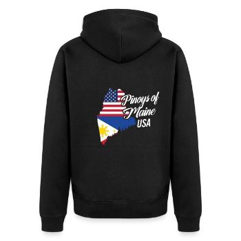 Filipinos of Maine Design für stolze Fil-Ams - Unisex Premium Bio Zip Hoodie - Schwarz - Hinten - Nico (187cm)