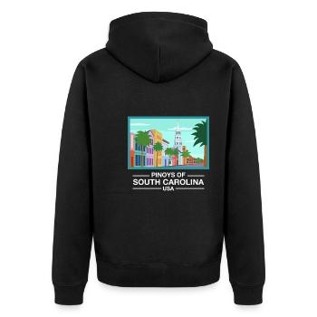 South Carolina Fil-Am Design für stolze Pinoys - Unisex Premium Bio Zip Hoodie - Schwarz - Hinten - Nico (187cm)