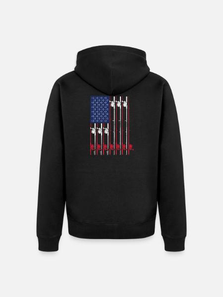 Tappning sjunker> USA sjunker gjort fiskespön + Hook - Ekologisk premiumluvjack unisex - svart