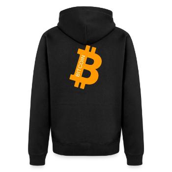 bit coin - Unisex Premium Bio Zip Hoodie - Schwarz - Hinten - Nico (187cm)