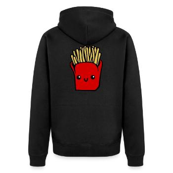 fries - Unisex Premium Organic Zip Hoodie - black - Back - Nico (187cm)