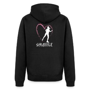Dear Shuffle Dance - pink heart with dancer - Unisex Premium Organic Zip Hoodie - black - Back - Nico (187cm)