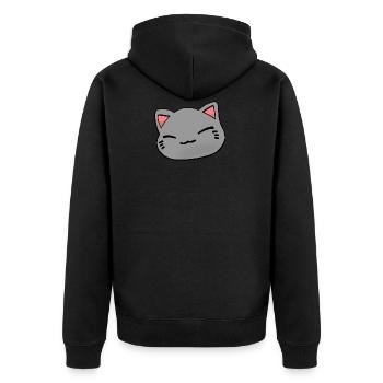 Nemuri Neko, chat endormi, gris - Veste à capuche bio Premium Unisexe - noir - Dos - Nico (187cm)