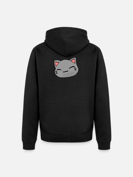 Nemuri Neko, sleeping cat, gray - Unisex Premium Organic Zip Hoodie - black