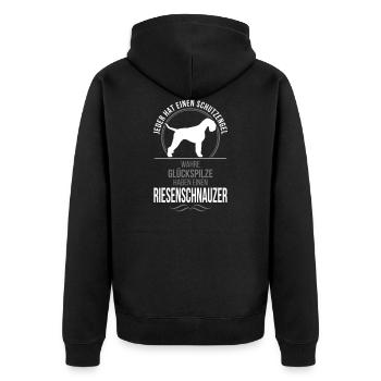 RIESENSCHNAUZER Schutzengel Wilsigns - Unisex Premium Bio Zip Hoodie - Schwarz - Hinten - Nico (187cm)
