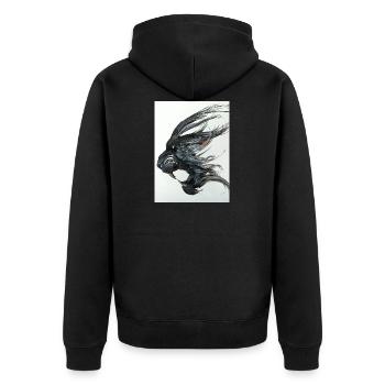Metal-Lion - Unisex Premium Bio Zip Hoodie - Schwarz - Hinten - Nico (187cm)