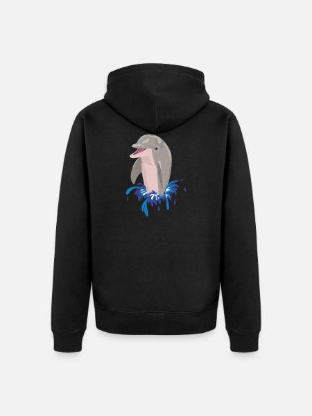 Dolphin sea beach splashes - Unisex Premium Organic Zip Hoodie - black