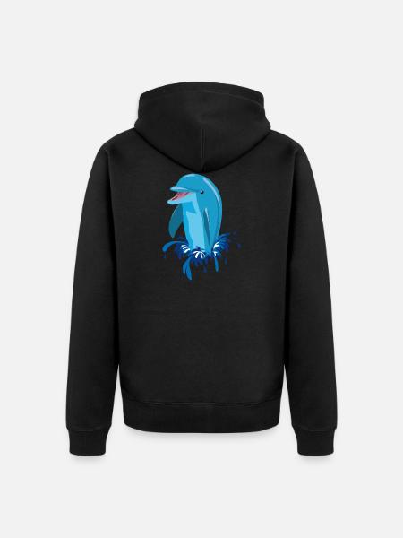 Laughing dolphin blue - Unisex Premium Organic Zip Hoodie - black