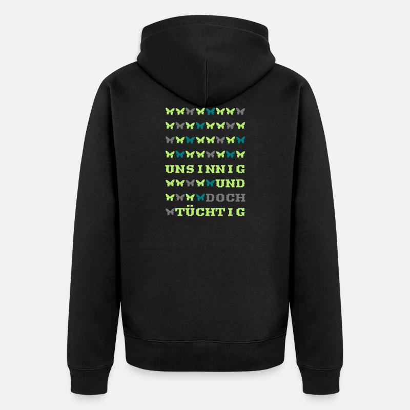 cadeau compétent absurde disant papillon - Veste à capuche bio Premium Unisexe - noir