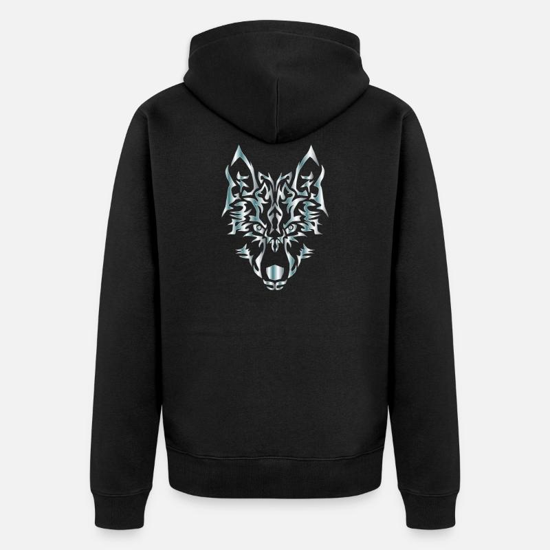Wolf - Unisex Premium Bio Zip Hoodie - Schwarz