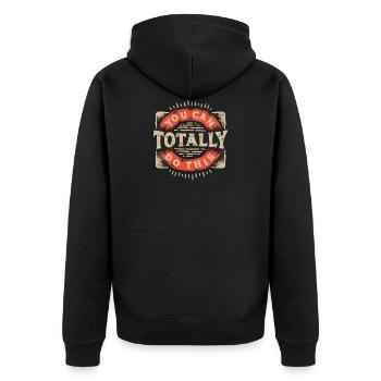 Du kannst alles schaffen! - Unisex Premium Bio Zip Hoodie - Schwarz - Hinten - Nico (187cm)