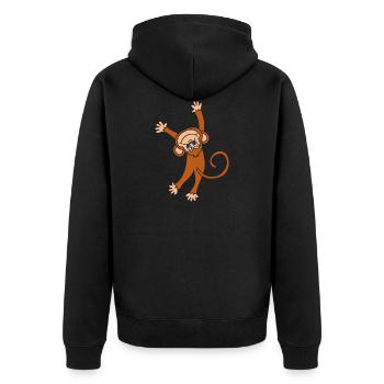 Affe Schimpanse - Unisex Premium Bio Zip Hoodie - Schwarz - Hinten - Nico (187cm)