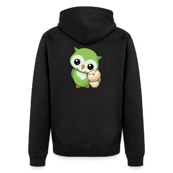 Chouette hibou chouette famille amis - Veste à capuche bio Premium Unisexe - noir - Dos - Nico (187cm)