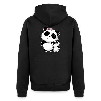 Niedliche Pandas Panda Geschwister Freunde Familie - Unisex Premium Bio Zip Hoodie - Schwarz - Hinten - Nico (187cm)