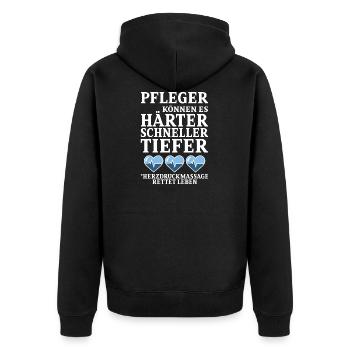 PFLEGER - Unisex Premium Bio Zip Hoodie - Schwarz - Hinten - Nico (187cm)