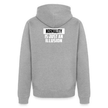 normalité citation drôle - Veste à capuche bio Premium Unisexe - gris chiné - Dos - Nico (187cm)