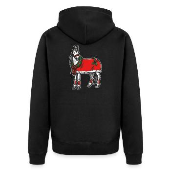 weihnachten pferd x-mas geschenk kranz schleife - Unisex Premium Bio Zip Hoodie - Schwarz - Hinten - Nico (187cm)