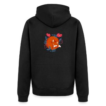 Süßer Fuchs macht ein Nickerchen - Unisex Premium Bio Zip Hoodie - Schwarz - Hinten - Nico (187cm)