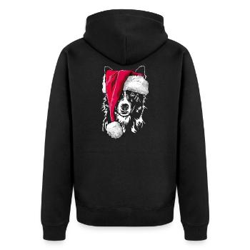 BORDER COLLIE Christmas Beanie Wilsign's Gift - Unisex Premium Organic Zip Hoodie - black - Back - Nico (187cm)