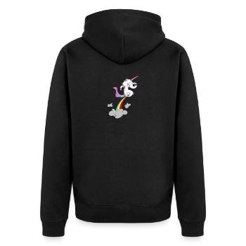 Unicorn / unicorn - farting rainbow - Unisex Premium Organic Zip Hoodie - black - Back - Nico (187cm)