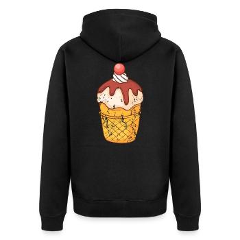 Retro vintage grunge style ice cream - Unisex Premium Organic Zip Hoodie - black - Back - Nico (187cm)