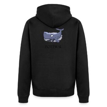 Pottwal Spermwhale T-Shirt - Unisex Premium Bio Zip Hoodie - Schwarz - Hinten - Nico (187cm)