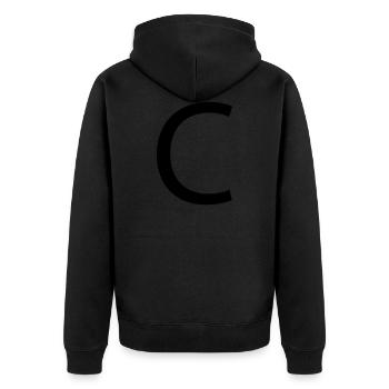 Letter C - Unisex Premium Organic Zip Hoodie - black - Back - Nico (187cm)