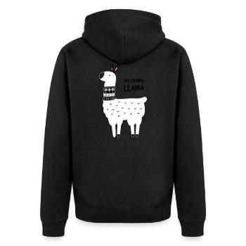 no drama llama - Unisex Premium Organic Zip Hoodie - black - Back - Nico (187cm)