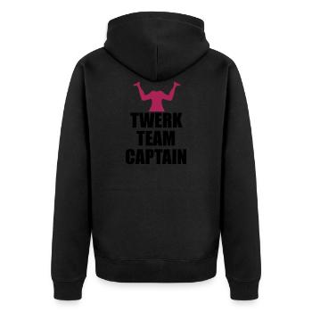 logo de capitaine d'équipe twerk impoli - Veste à capuche bio Premium Unisexe - noir - Dos - Nico (187cm)