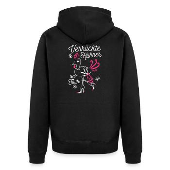 JGA verrückte Hühner on Tour - Unisex Premium Bio Zip Hoodie - Schwarz - Hinten - Nico (187cm)