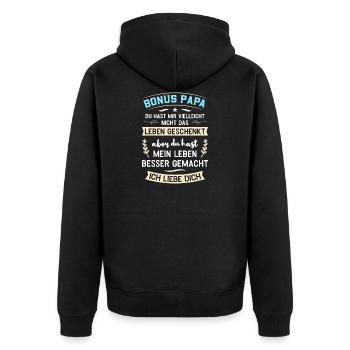 BONUS PAPA ICH LIEBE DICH - Unisex Premium Bio Zip Hoodie - Schwarz - Hinten - Nico (187cm)