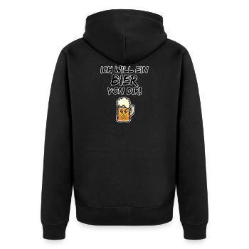 Ich will ein Bier von Dir! Bierbaby Bier trinken - Unisex Premium Bio Zip Hoodie - Schwarz - Hinten - Nico (187cm)