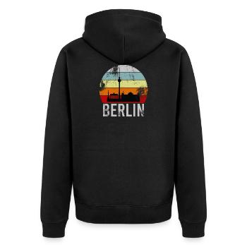 BERLIN RETRO Vintage Design als Geschenk - Unisex Premium Bio Zip Hoodie - Schwarz - Hinten - Nico (187cm)