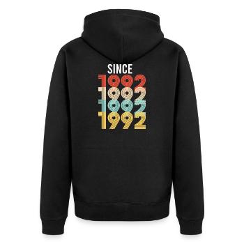 Vintage 1992 birthday year of birth retro vintage - Unisex Premium Organic Zip Hoodie - black - Back - Nico (187cm)