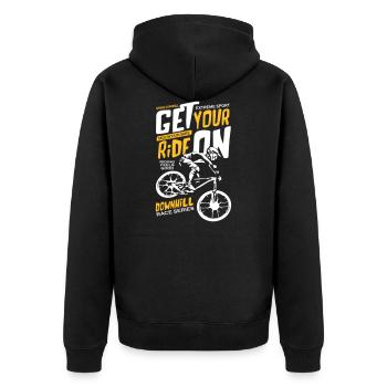 Downhill Race Series - Unisex Premium Bio Zip Hoodie - Schwarz - Hinten - Nico (187cm)