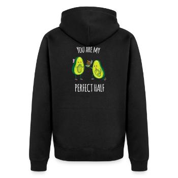 You are my perfect half - love avocado - Unisex Premium Organic Zip Hoodie - black - Back - Nico (187cm)