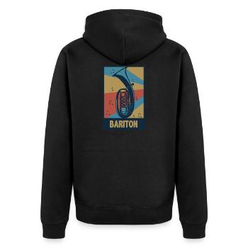 Vintage Bariton Musiker Blasmusiker Baritonist - Unisex Premium Bio Zip Hoodie - Schwarz - Hinten - Nico (187cm)
