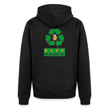 Beer recycling - Unisex Premium Bio Zip Hoodie - Schwarz - Hinten - Nico (187cm)