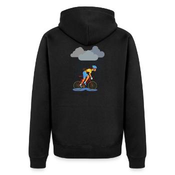 Racing bike bike commuter rain, bad weather - Unisex Premium Organic Zip Hoodie - black - Back - Nico (187cm)