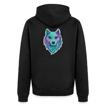 Wolf Kopf Wolfhead Zeichnung Kunst Illustration - Unisex Premium Bio Zip Hoodie - Schwarz - Hinten - Nico (187cm)