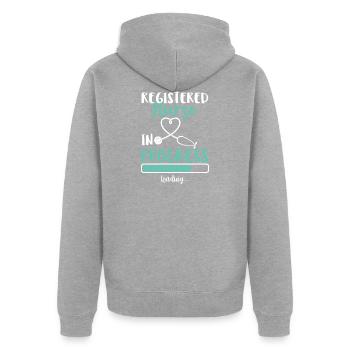 Infirmière autorisée en cours de chargement - Veste à capuche bio Premium Unisexe - gris chiné - Dos - Nico (187cm)