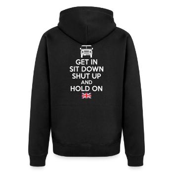 Hold On Landy - Unisex Premium Organic Zip Hoodie - black - Back - Nico (187cm)