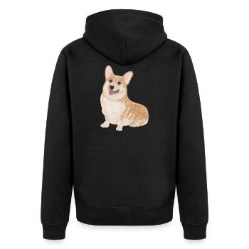 Sitting Corgi - Unisex Premium Organic Zip Hoodie - black - Back - Nico (187cm)
