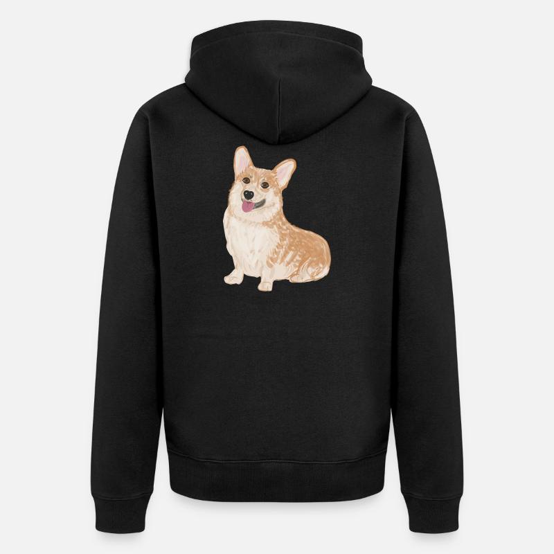 Corgi assis - Veste à capuche bio Premium Unisexe - noir
